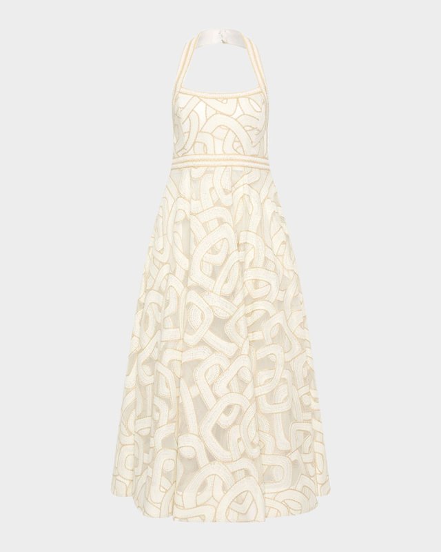 Irena Sleeveless A-Line Halter Midi Dress